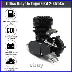 100cc 2-Stroke Bicycle Engine Kit Gas Motorized Motor Bike Full Set Black 50km/h