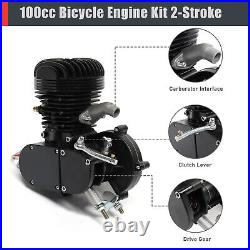 100cc 2-Stroke Bicycle Engine Kit Gas Motorized Motor Bike Full Set Black 50km/h