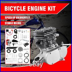 110CC Bicycle Motor Silver Kit Bike Motorized 2Stroke Petrol Gas Engine Full Set