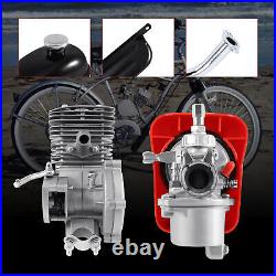 110CC Bicycle Motor Silver Kit Bike Motorized 2Stroke Petrol Gas Engine Full Set
