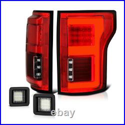 15-20 Ford F150 withBLIS Red Full LED Bar Tail Lamp Clear License Plate Tag Light