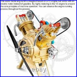 2 Cylinder Engine Build Kit Full Metal V2 Car Engine Assembly Kit Toy Gift