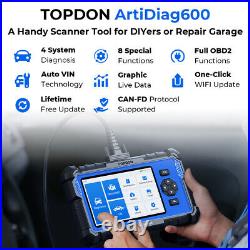 2024 TOPDON AD600 OBD2 Scanner Engine ABS SRS SAS AT TPMS EPB Diagnostic Tool