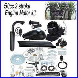 50cc Bike 2 Stroke Gas Engine Motor Kit Motorized Bicycle Black Full Set Black