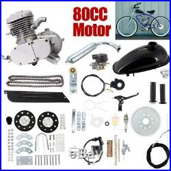 80cc Bike Bicycle Motorized 2 Stroke Petrol Gas Motor Engine Kit Full Set Silver
