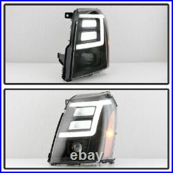 C-TUBE Neon Bar Black Full LED Headlights Pair For 2007-14 Cadillac Escalade