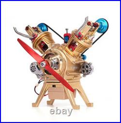 DIY Full Metal Assembly Engine Motor Kit V2 2-Cylinder Model Toy Collection Gift