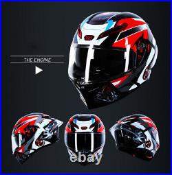 DOT Full Face Motorcycle Helmets with Dual Visor&Tail Motocross Racing Helmet