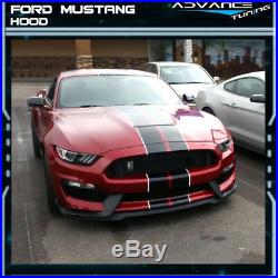 For 15-17 Ford Mustang GT350 Style Single Vent Aluminum Hood Black