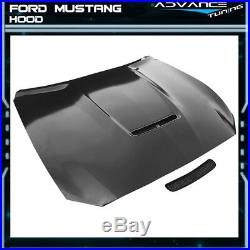 For 15-17 Ford Mustang GT350 Style Single Vent Aluminum Hood Black