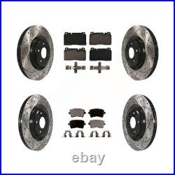 Front Rear Coated Drilled Slotted Disc Brake Rotor & Ceramic Pad Kit For Audi Q5