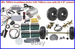 Full 48v 1800w Electric Motor Battery Kit+ Go Kart Rear Axle Assembly +6 Wheels