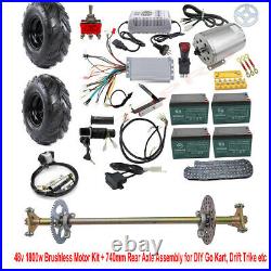 Full Kit 48v 1800w Electric Brushless Motor + Go Kart Rear Axle Assembly +Wheels