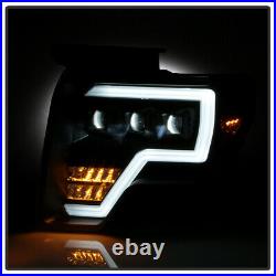 Full LED Version Black Housing Headlight Assembly For 09-14 Ford F150 Truck