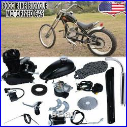 Full Set 80cc 2-Stroke Motor Engine Kit Gas for Motorized Bicycle Bike Black US