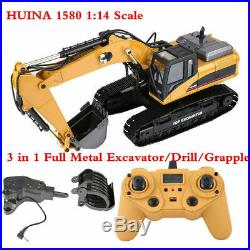 HUINA 1580 2.4G 114 3in1 RC Electric Full Metal Excavator Engineering Vehicle U