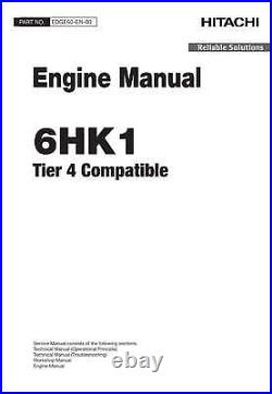 Hitachi 6HK1 Tier 4 North America Engine FULL Service Manual with Schemes