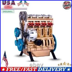 NEW- V4 Car Engine Assembly Kit Full Metal 4 Cylinder Car Engine Building Kit US