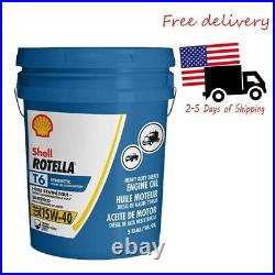 New Shell Rotella T6 Full Synthetic 15W-40 Diesel Engine Oil, 5 Gallon