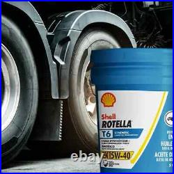 New Shell Rotella T6 Full Synthetic 15W-40 Diesel Engine Oil, 5 Gallon