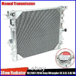 Radiator Full Aluminum 3 Row For 2007-2018 Jeep Wrangler JK 3.6L 3.8L V6 Engine