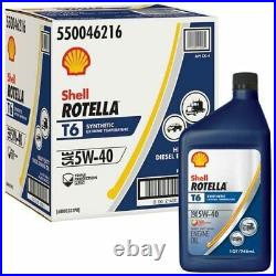 Shell Rotella T6 Full Synthetic Heavy Duty Engine Oil 5W-40 (6 Quarts)