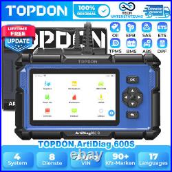 TOPDON AD600S OBD2 Diagnostic Scanner ABS SRS Code Reader Oil EPB SAS TPMS Reset