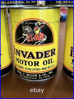 Vintage Rare Nos Full Invader 1-quart Motor Oil Can Excellent Condition